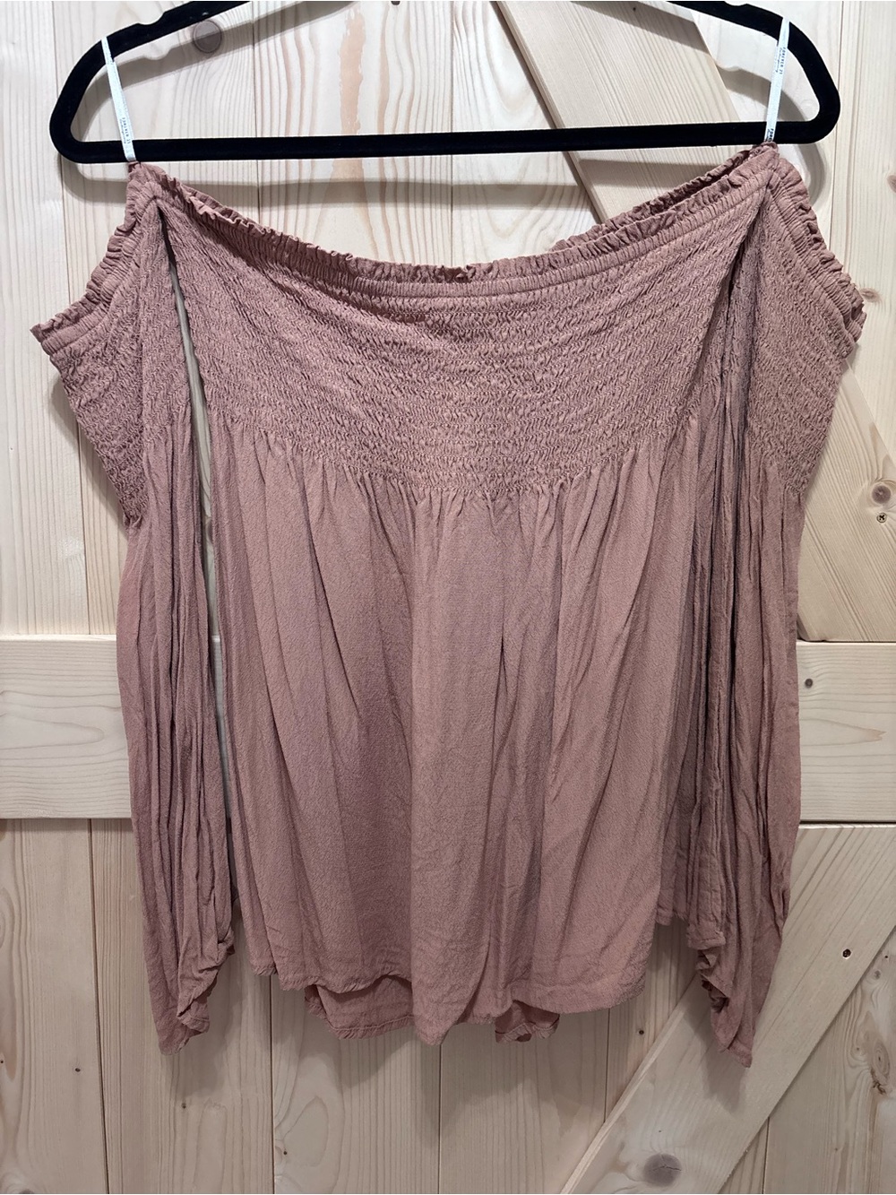 Forever 21 women’s Off-Shoulder Smocked Blouse - Dusty Rose